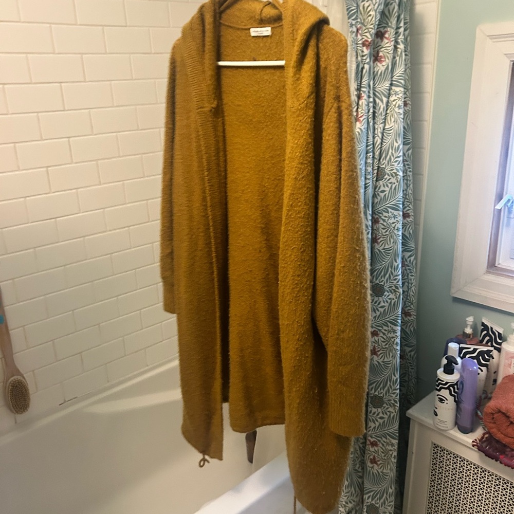 Furry Mustard Hooded Cardigan - Jacqueline de Yong XL